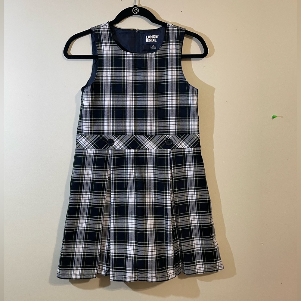 Lands' End Kids Dress in Navy and White Check